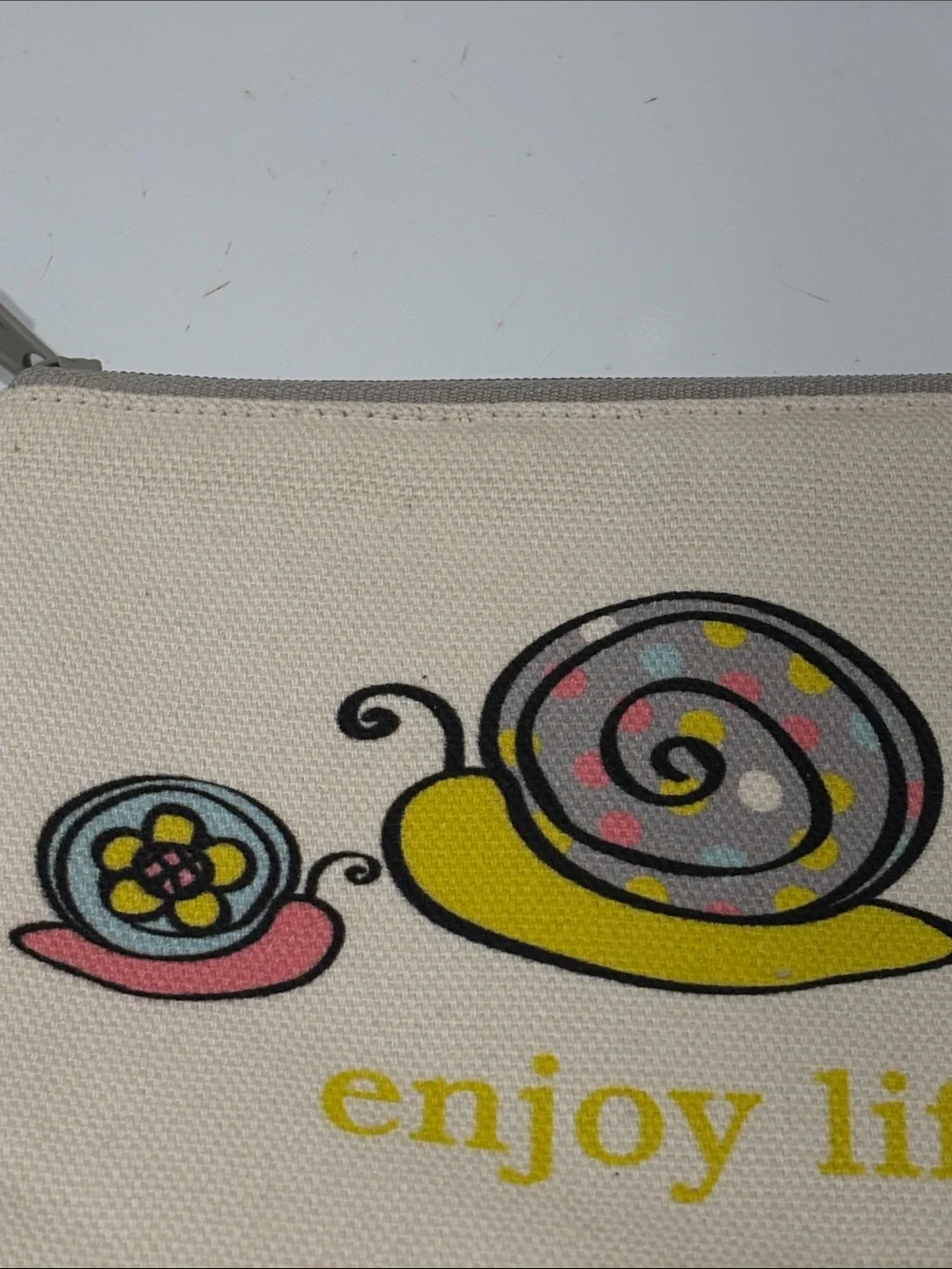 thirty-one Ivory Canvas 'Enjoy Life' Snail Print Zip Pouch